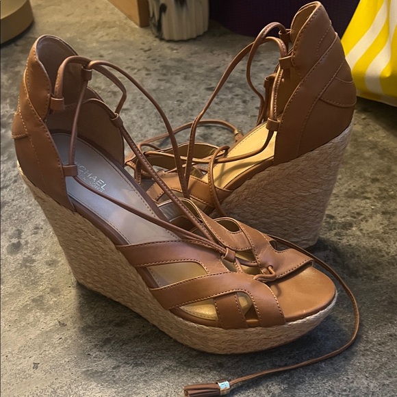 Michael Kors Brown Lace-Up Wedges - Picture 1 of 2